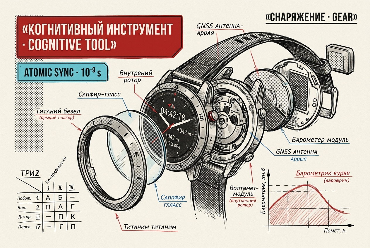 Взрыв-схема тактических часов с HUD-плашками